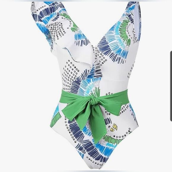 Womens One Piece Swimsuit With Sarong Size XL - Picture 2 of 9